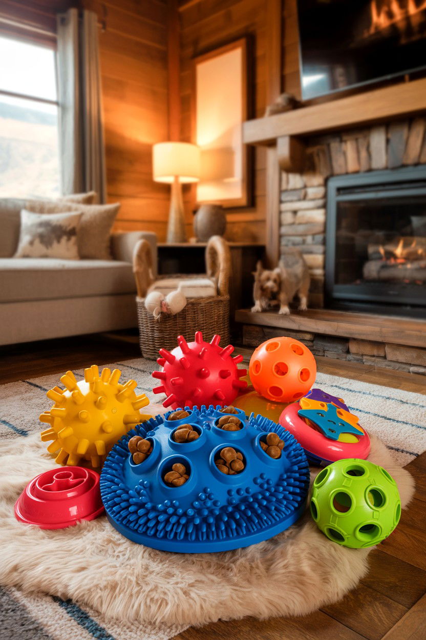 Quiet Toys and Puzzle Feeders - 20-pet-friendly-cozy-cabin-trip-ideas
