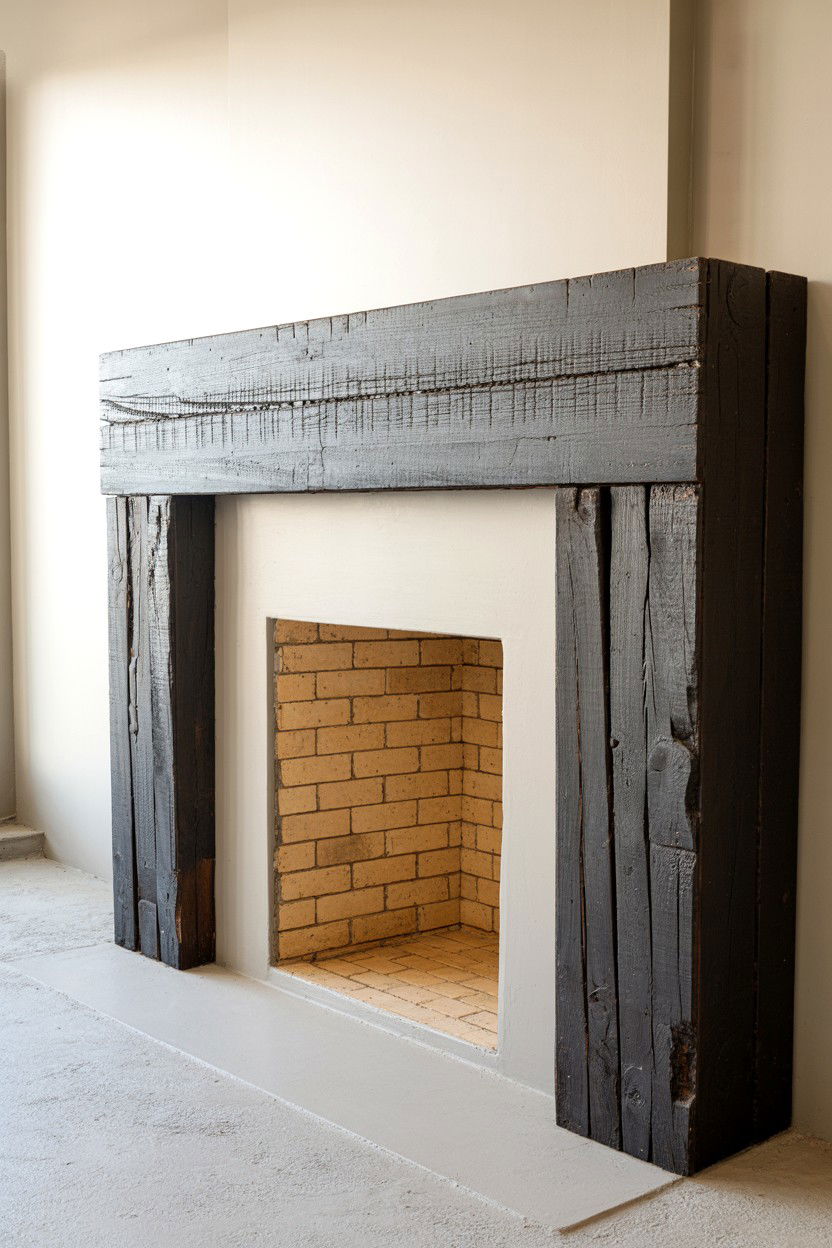 Railway Tie Salvaged Industrial Look - 30 diy fireplace mantle ideas