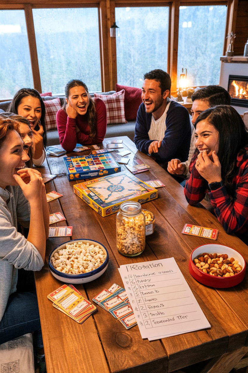 Rainy Day Game Marathon - 20-cozy-cabin-trip-ideas-for-families