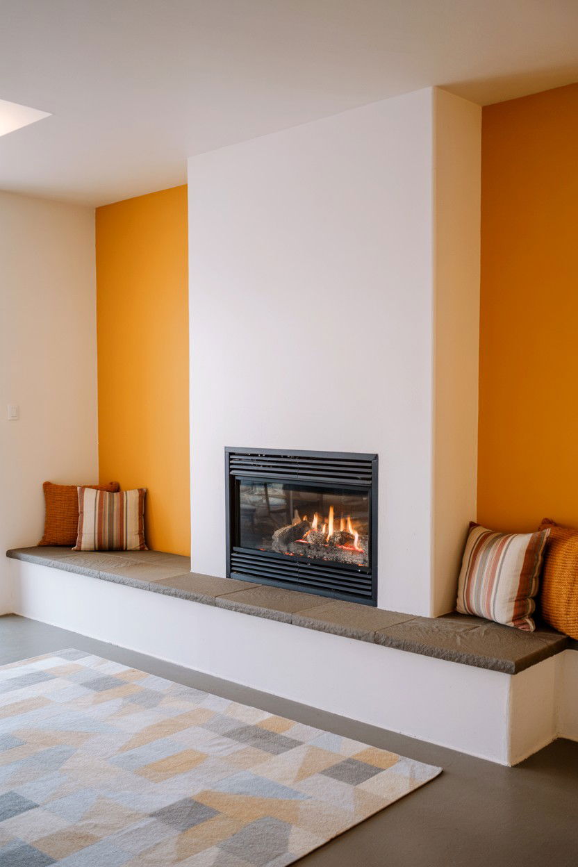 Raised Hearth with Built In Seating Ledge - 30 gas fireplace ideas