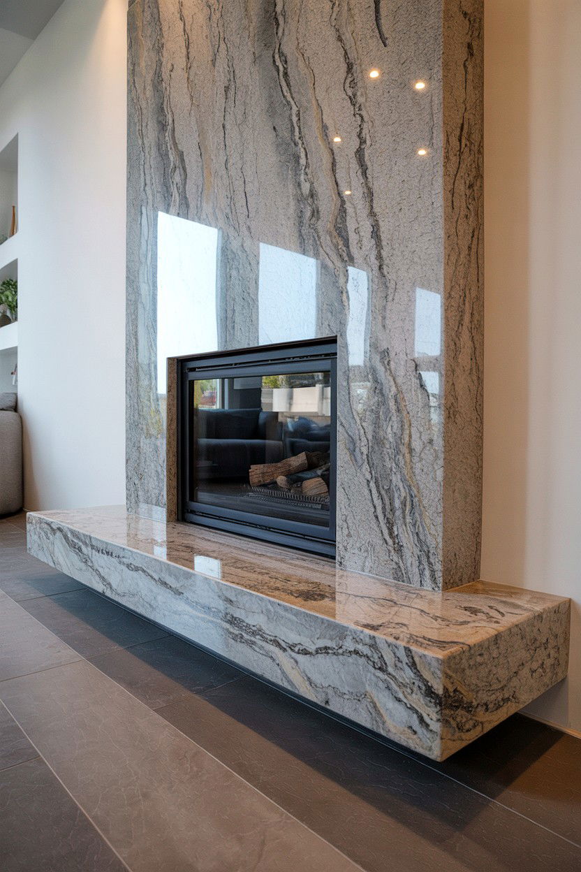 Reclaimed Wood Platform with Steel Brackets - 30 best fireplace hearth ideas