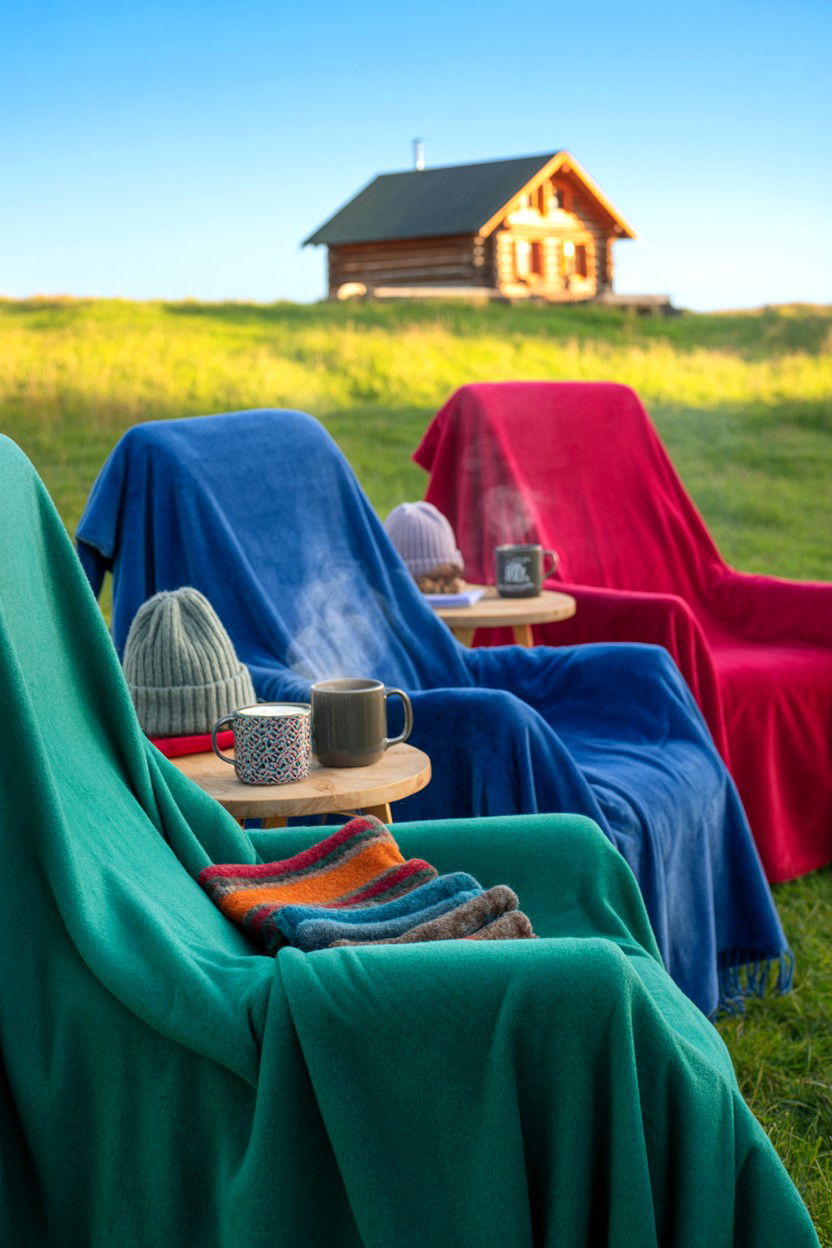 Recliners Blankets and Hats - 20-stargazing-cozy-cabin-trip-ideas-dark-sky-picks