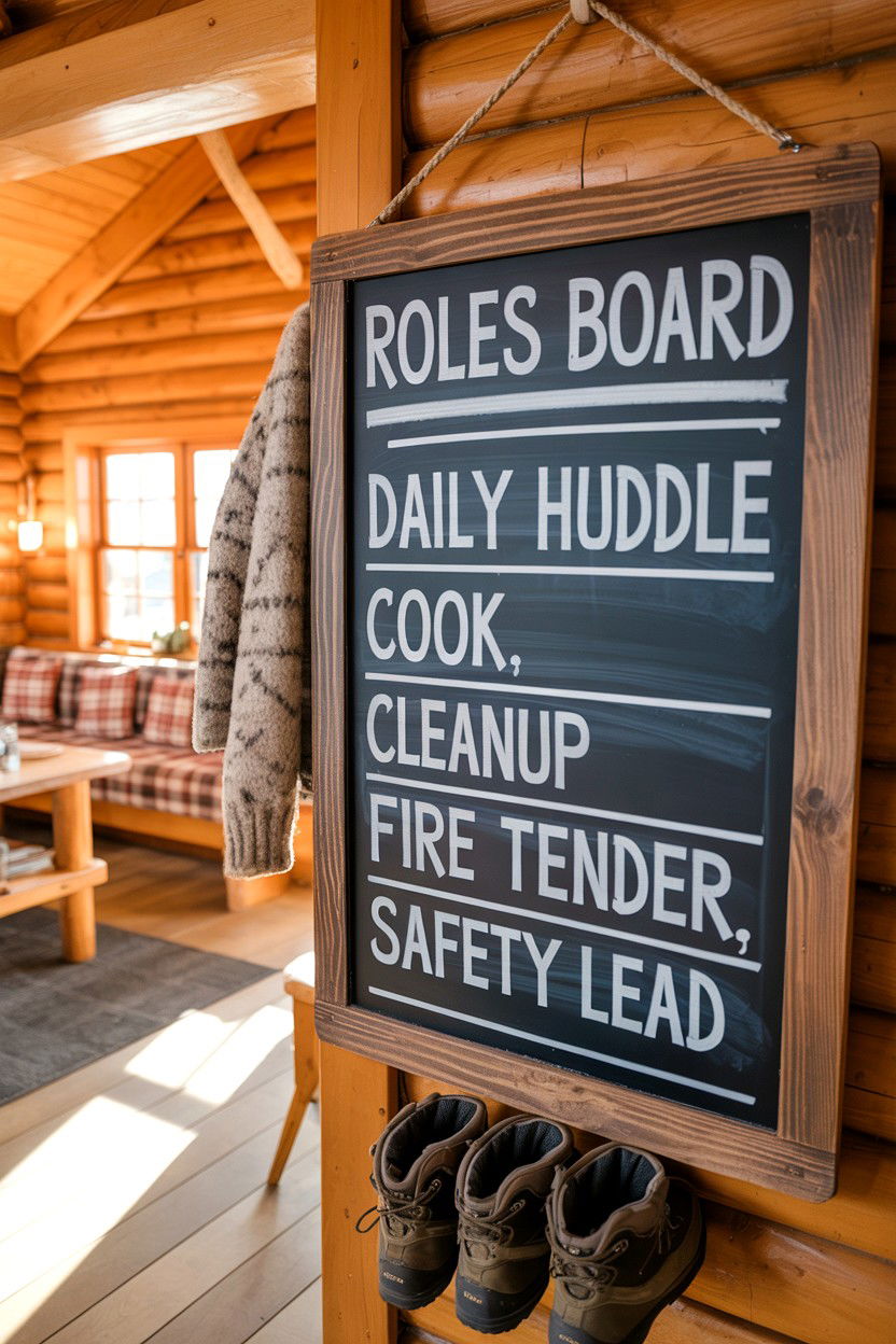 Roles Board and Daily Huddle - 20-cozy-cabin-trip-ideas-for-groups-and-friends