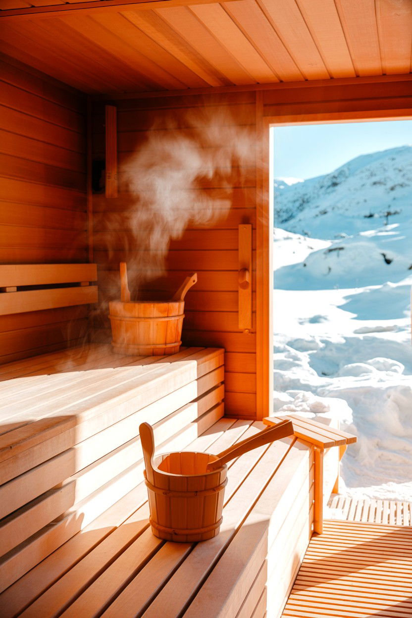 Sauna and Cold Fresh Air - 20-winter-cozy-cabin-trip-ideas