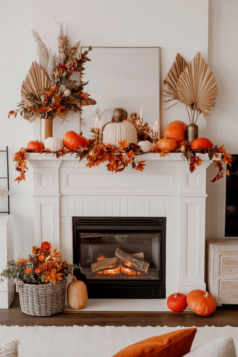 Seasonal Mantel Displays with Evolving Character - 30 cozy fireplace aesthetic ideas