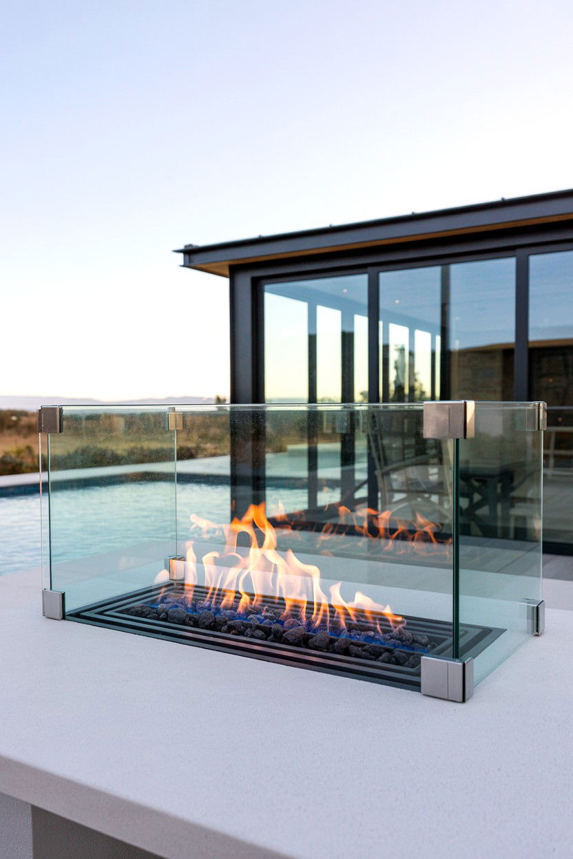 See Through Glass Fireplace Wall - 30 outdoor fireplace ideas