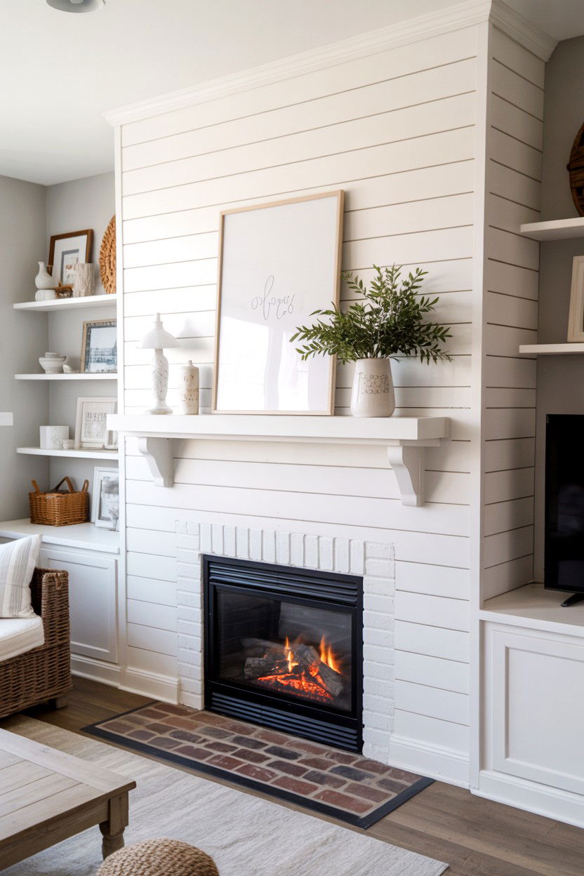 Shiplap Accent Wall Integration - 30 fireplace makeover ideas