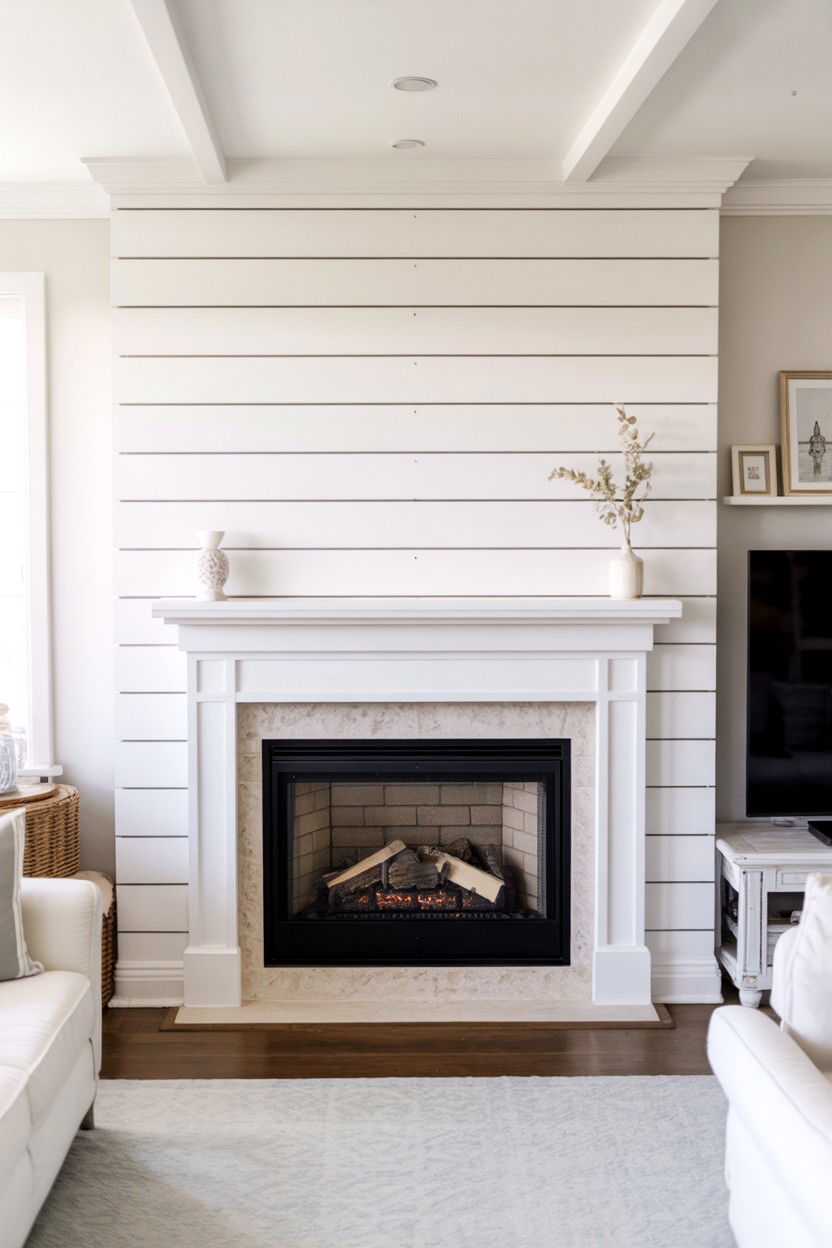 Shiplap Coastal Elegance - 30 fireplace wall ideas