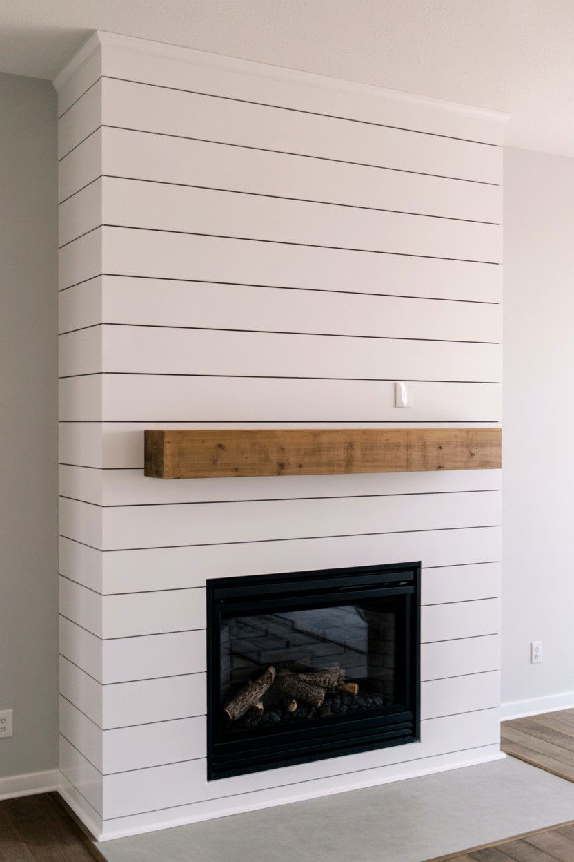 Shiplap Surround for Modern Farmhouse Style - 30 corner fireplace ideas