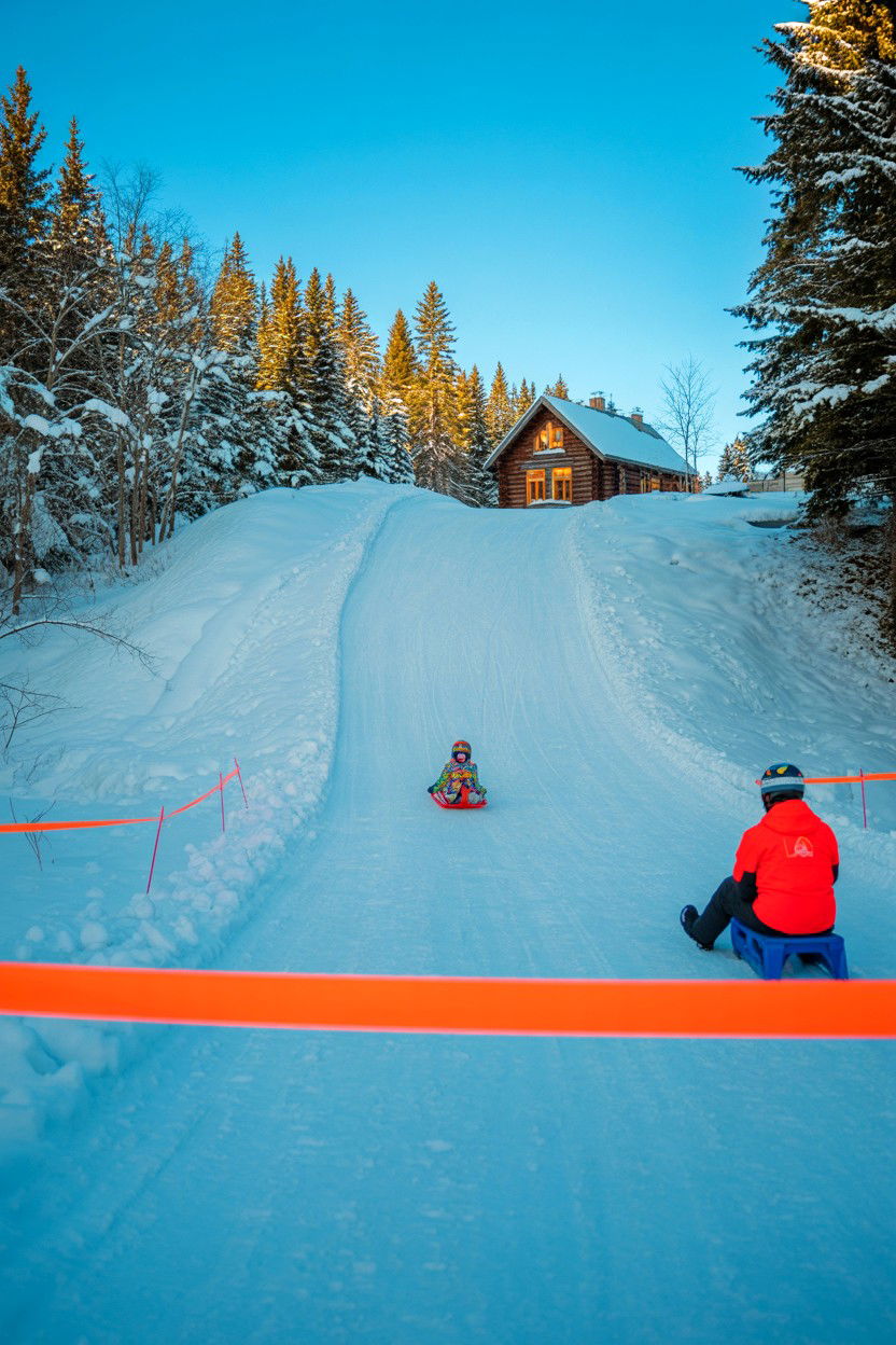Short Sled Hills and Spotter - 20-winter-cozy-cabin-trip-ideas