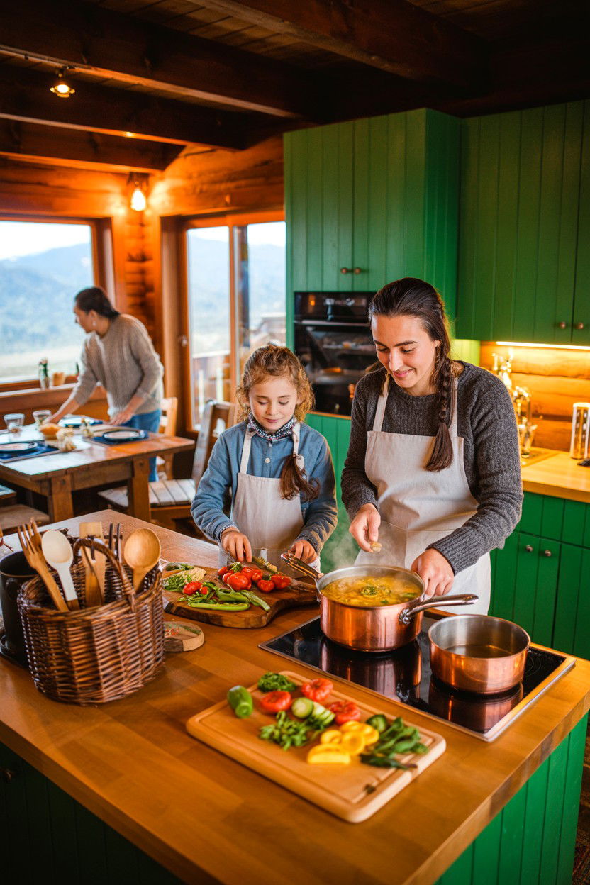 Simple Cabin Cooking Stations - 20-cozy-cabin-trip-ideas-for-families