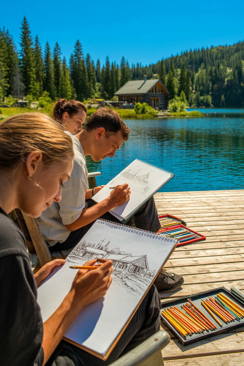 Sketching the Cabin Landscape - 20-cozy-cabin-trip-ideas-for-couples