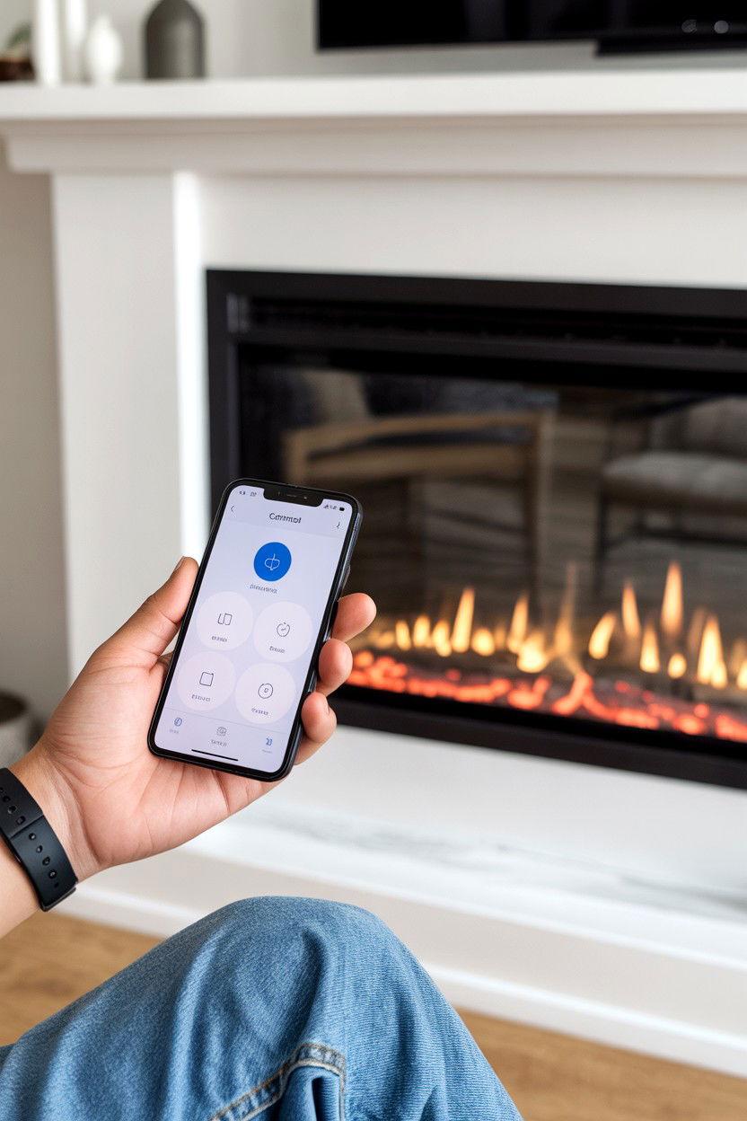 Smart Fireplace with App Control and Voice Integration - 30 fireplace ideas