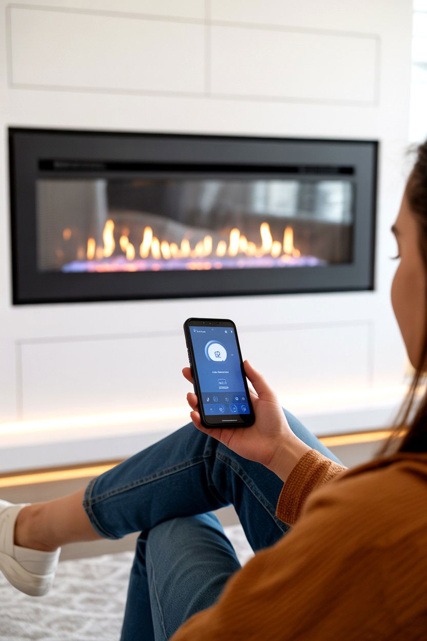 Smart Technology Fireplace with App Control and Voice Commands - 30 best gas fireplace ideas