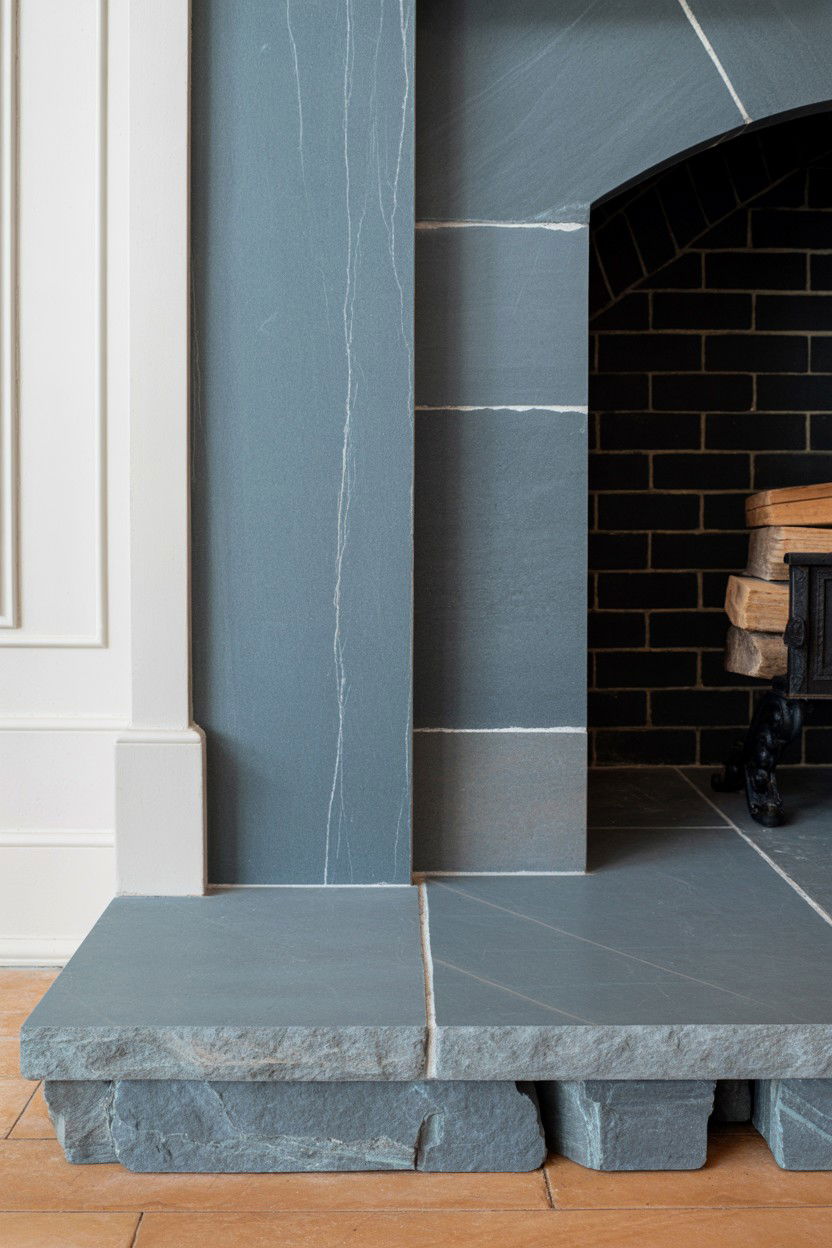 Soapstone Platform with Thermal Mass Benefits - 30 best fireplace hearth ideas