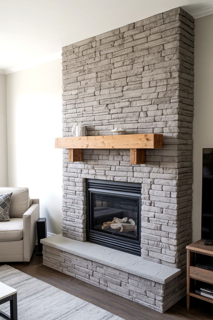 Stacked Ledgestone Texture - 30 fireplace makeover ideas