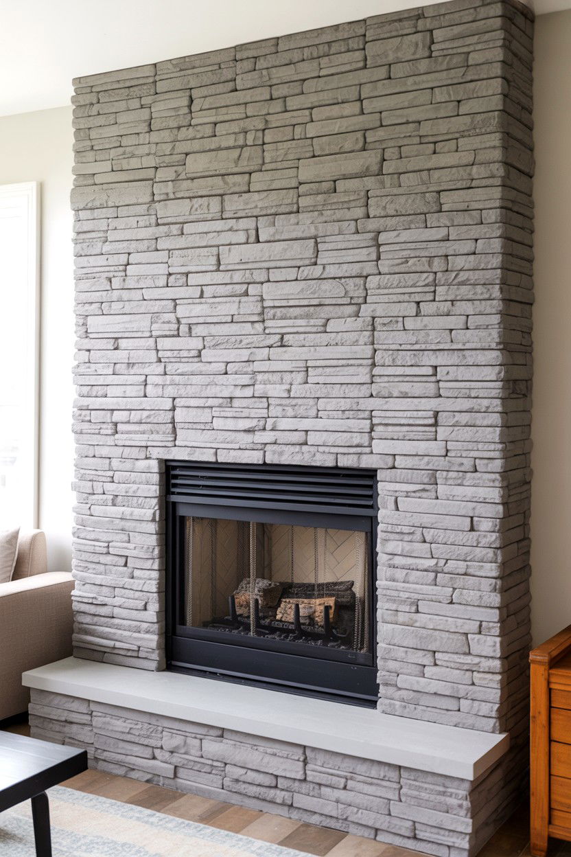 Stacked Ledgestone Texture - 30 fireplace wall ideas