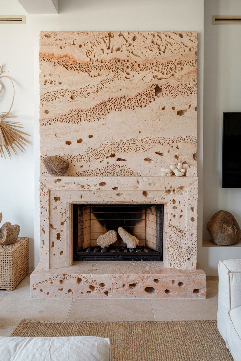 Stacked Stone Corner Installation - 30 stone fireplace ideas