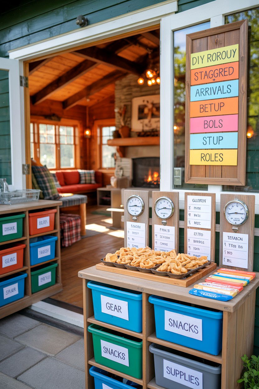 Staggered Arrivals and Setup Roles - 20-long-weekend-cozy-cabin-trip-ideas-4-days