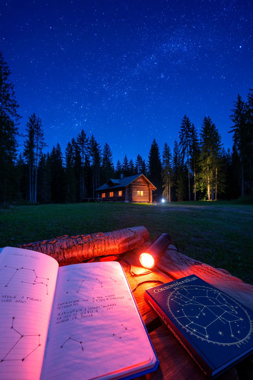Stargazing and Night Journal - 20-off-grid-cozy-cabin-trip-ideas
