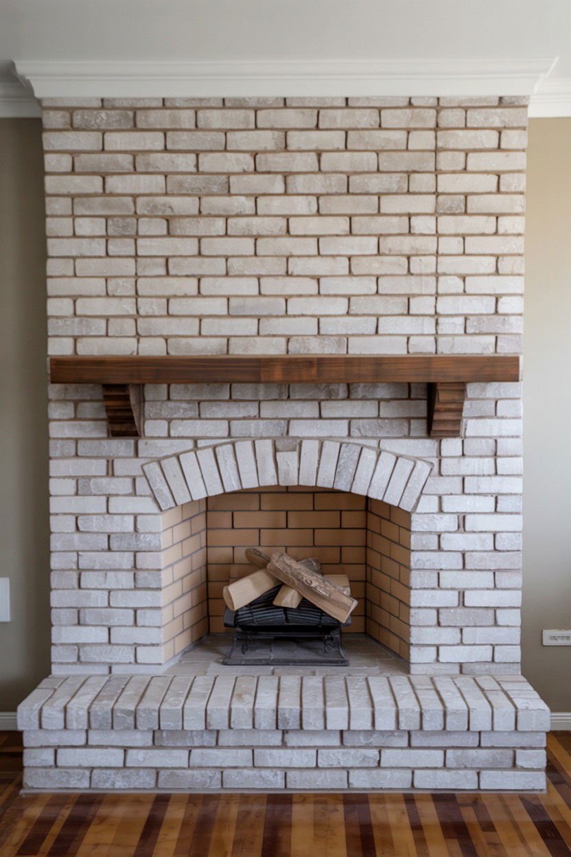 Stone Surround with Concrete Mantel - 30 stone fireplace ideas
