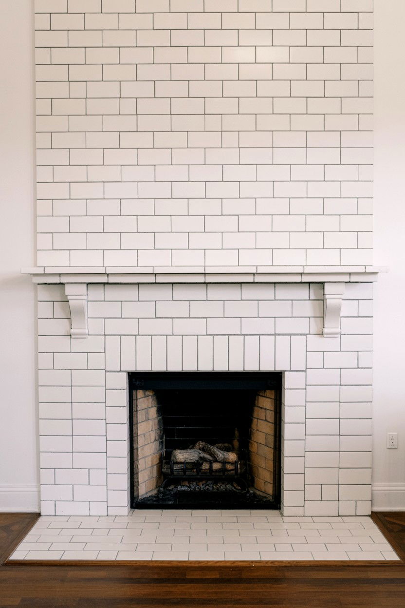 Subway Tile Classic Simplicity - 30 fireplace wall ideas