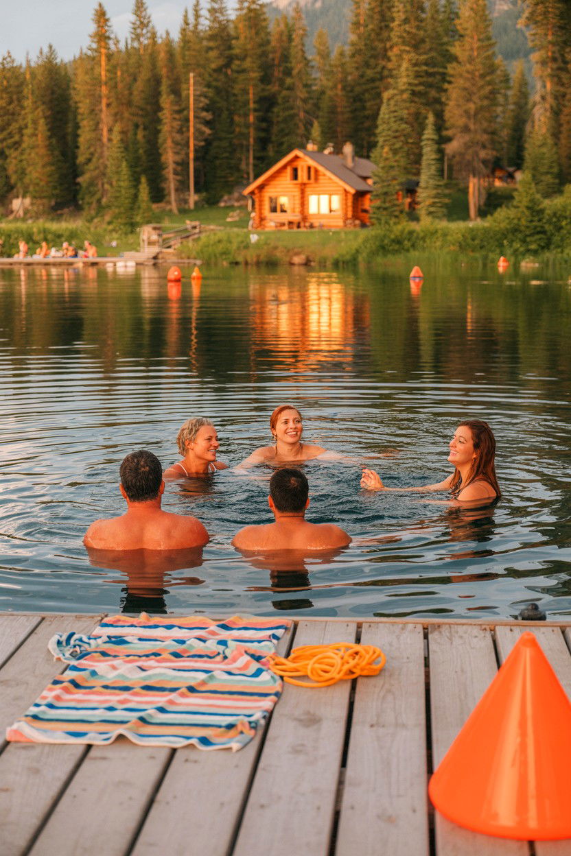 Sunset Swim and Color Watch - 20-summer-lakefront-cozy-cabin-trip-ideas