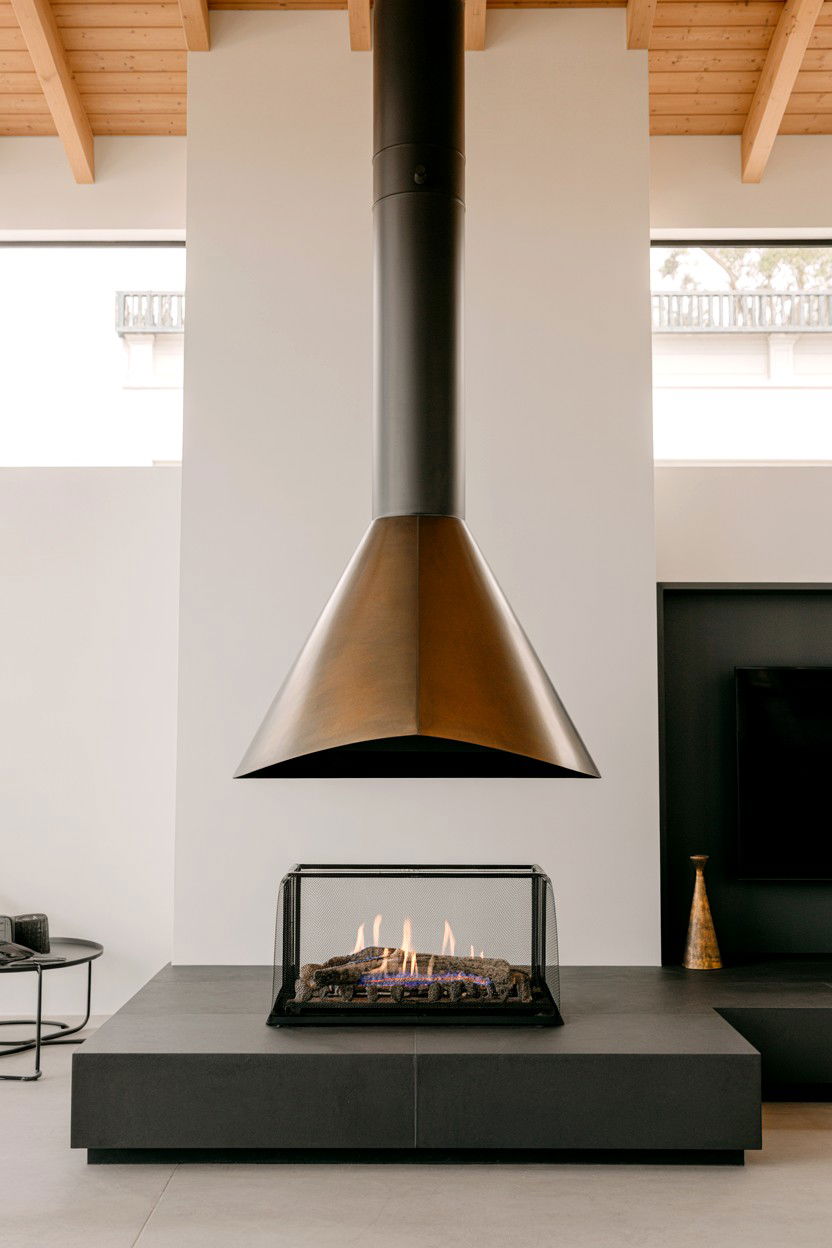 Suspended Metal Fireplace Hood Design