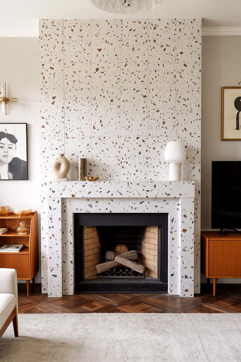 Terrazzo Composite Statement - 30 fireplace wall ideas