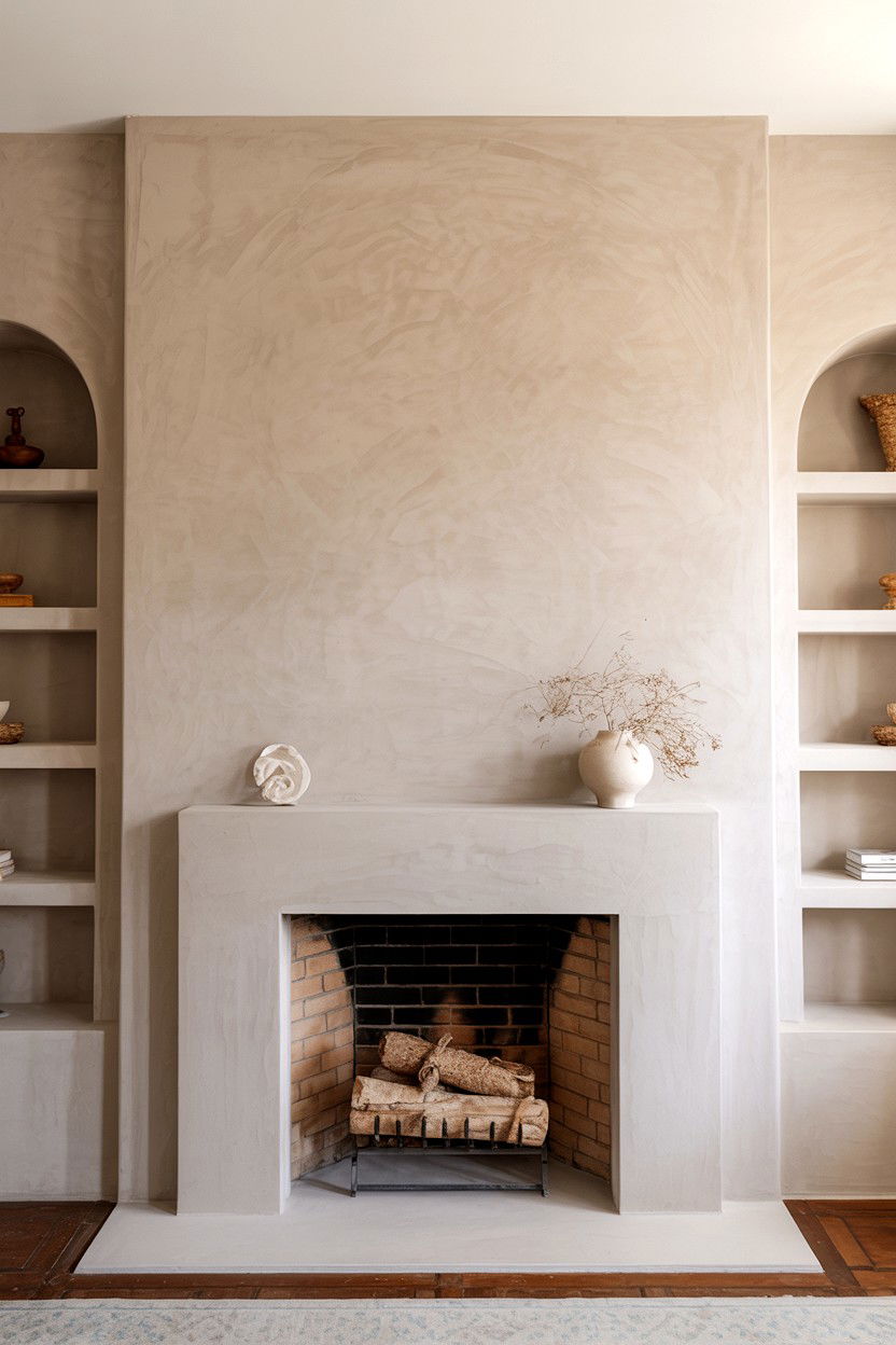 Textured Plaster Finish Application - 30 fireplace makeover ideas
