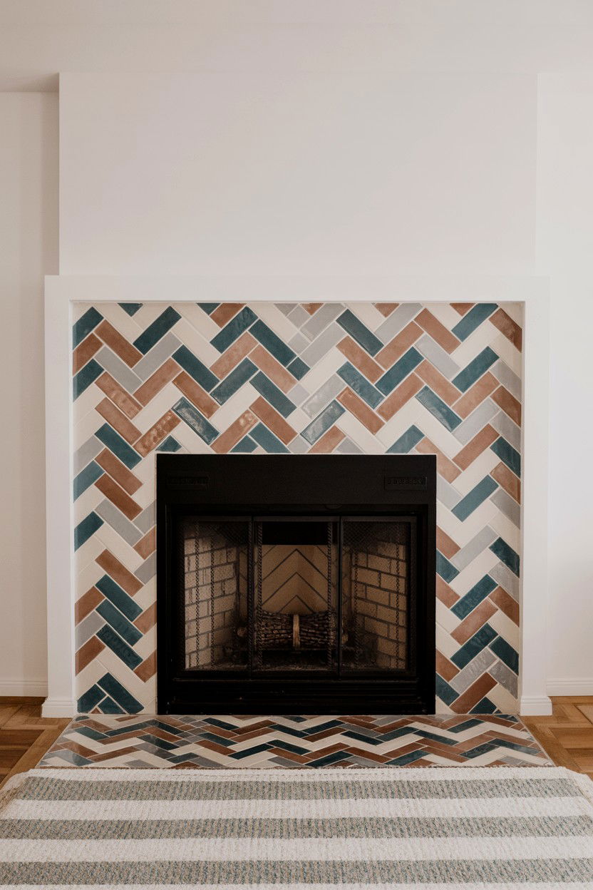 Tile Pattern Showcase - 30 fireplace makeover ideas