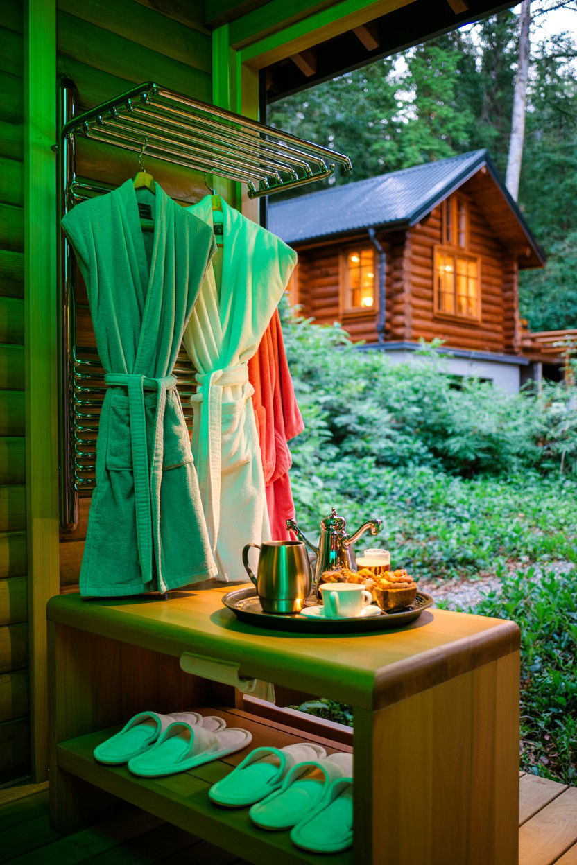 Towel Warmer and Robe Station - 20-hot-tub-cozy-cabin-trip-ideas