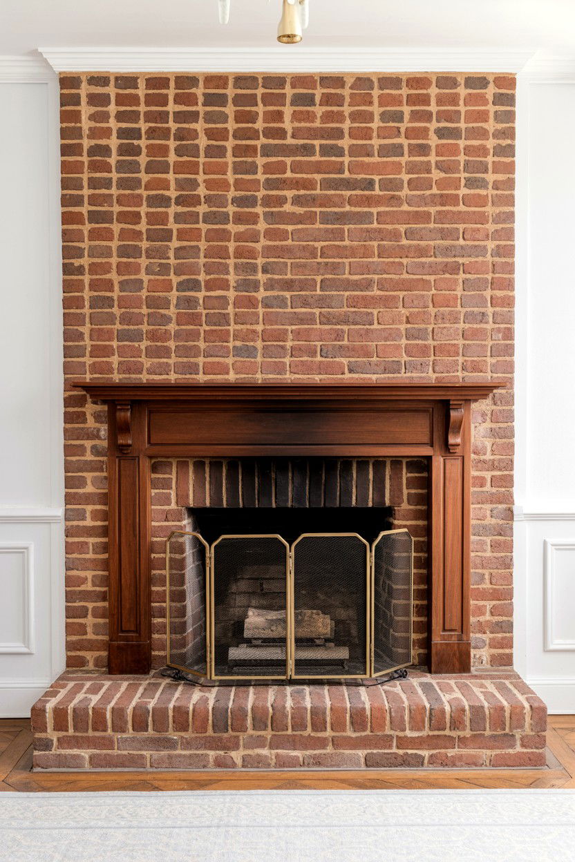 Traditional Brick Fireplace with Classic Charm - 30 cozy fireplace ideas