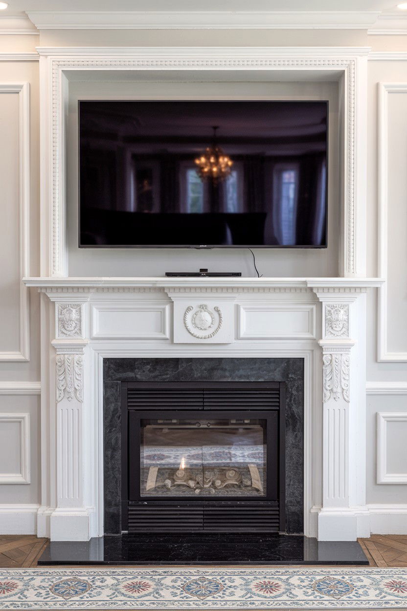 Traditional Mantel with Decorative Millwork - 30 tv over fireplace ideas