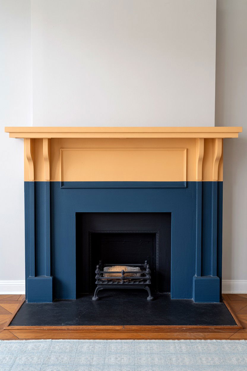 Two Tone Painted Mantle with Contrasting Colors - 30 diy fireplace mantle ideas