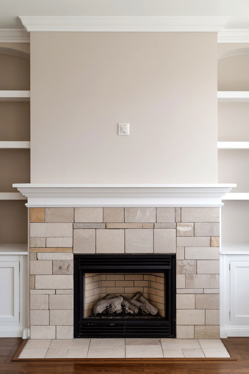 Two Tone Wall with Upper and Lower Material Contrast - 30 fireplace tv wall ideas