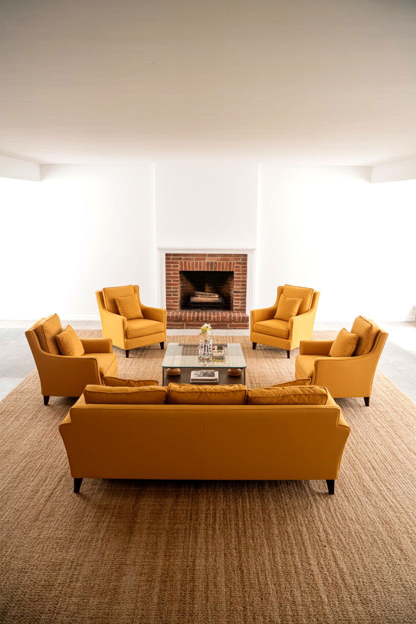 U Shaped Seating Configuration Around Hearth - 30 living room layout with fireplace ideas