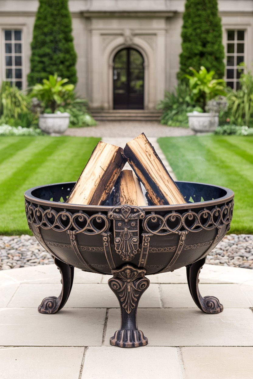 Victorian Style Cast Iron Fire Bowl - 30 fire pit ideas