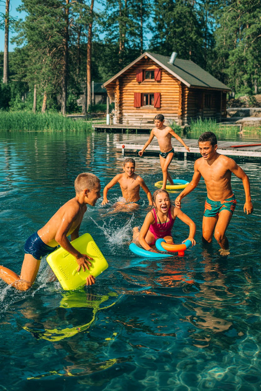 Water Relay and Games - 20-summer-lakefront-cozy-cabin-trip-ideas