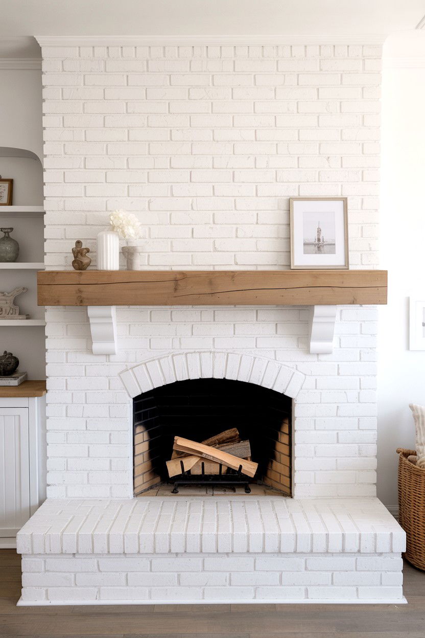 White Painted Brick for Bright Farmhouse Charm - 30 fireplace ideas