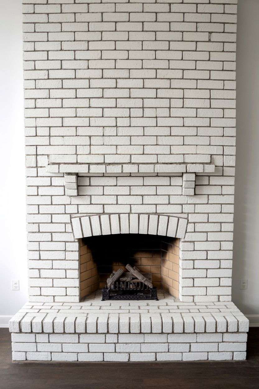 Whitewashed Brick with Contrasting Dark Grout - 30 brick fireplace ideas