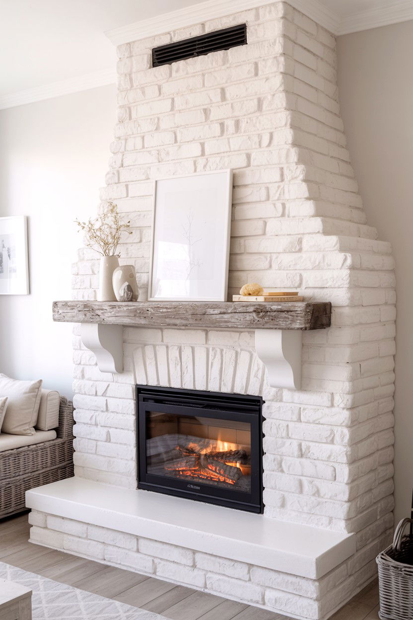 Whitewashed Stone for Coastal Cottage Aesthetic - 30 corner fireplace ideas