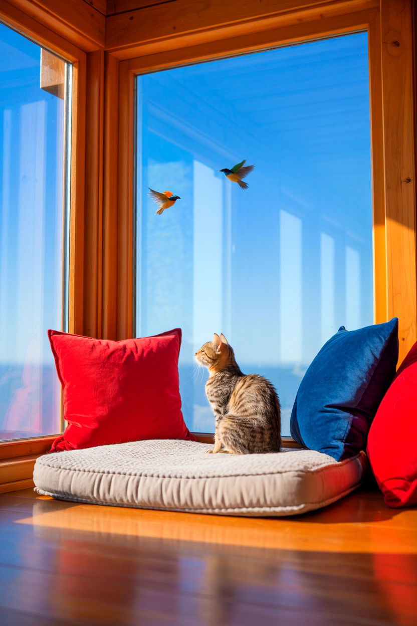 Window Watch and Perch - 20-pet-friendly-cozy-cabin-trip-ideas