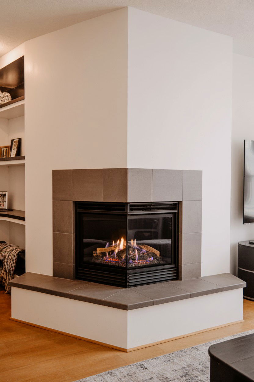 Zero Clearance Corner Fireplace for Tight Spaces - 30 corner fireplace ideas