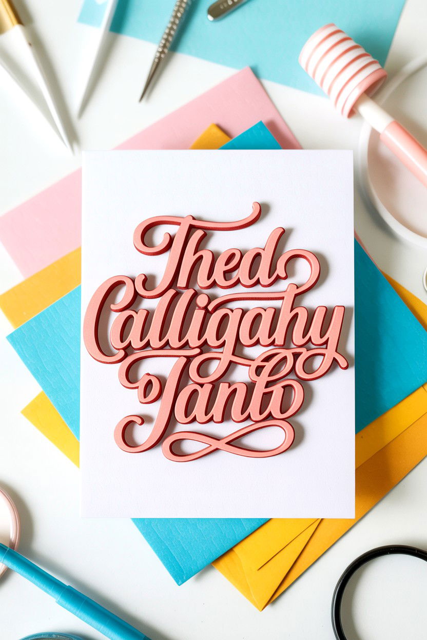 3D Calligraphy Card - 25 Calligraphy Valentine's Day Card Ideas