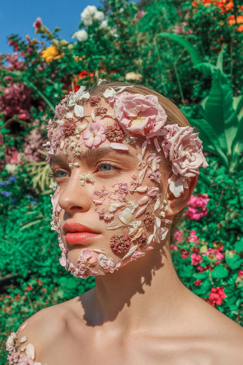 3D Floral Face Applique - 25 Editorial Valentine's Day Makeup