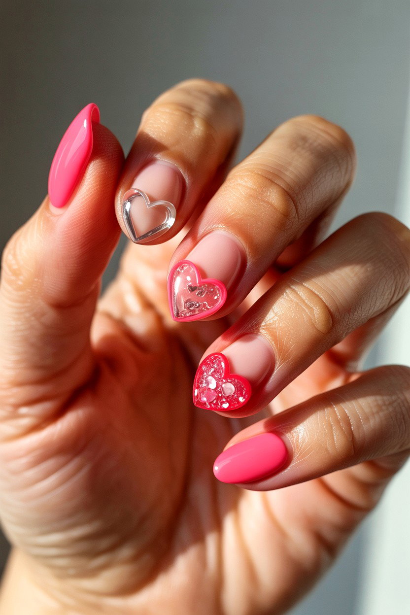3D Gel Heart Nails - 25 Heart Nail Design Ideas
