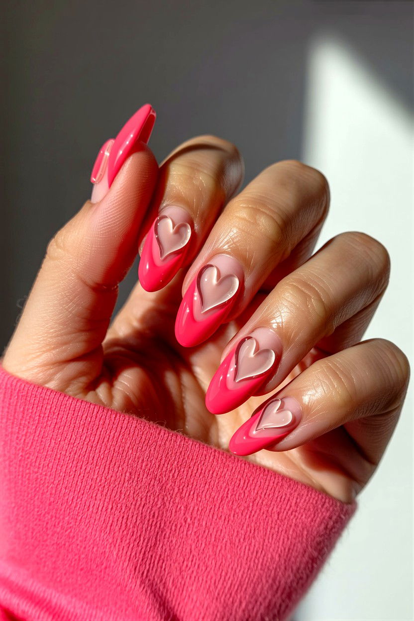 3D Heart Nails - 25 Valentine's Day Nail Art Ideas