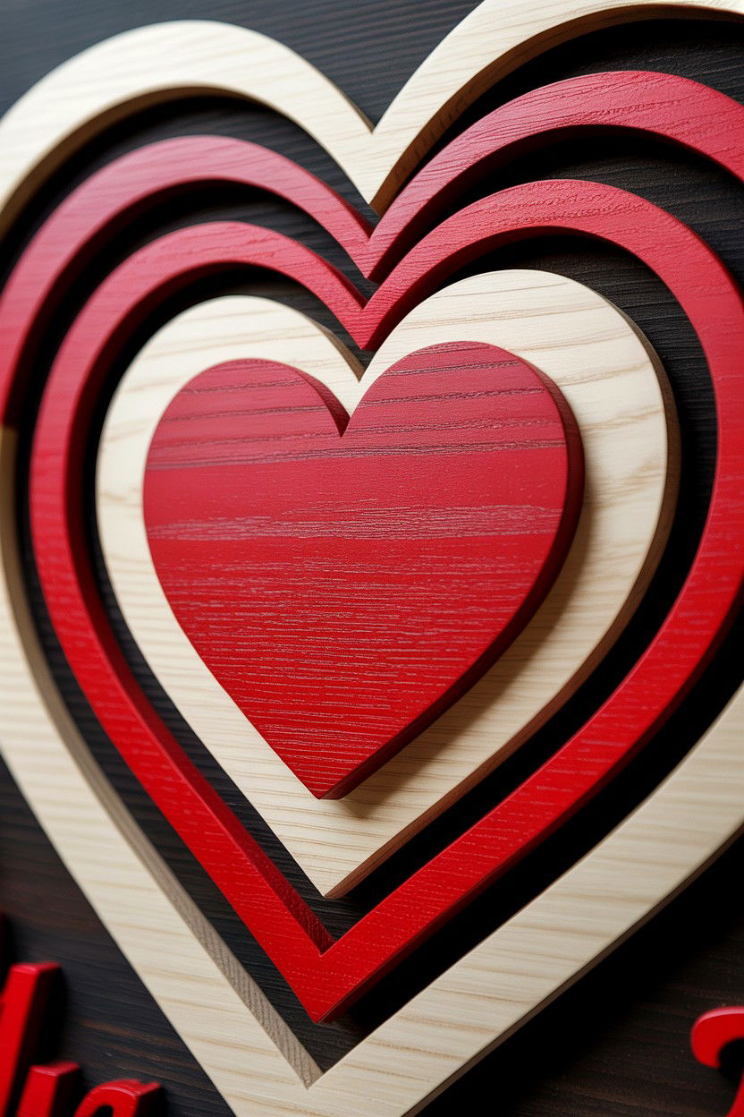 3D Layered Wood Heart - 25 Valentine's Day Wood Sign Ideas