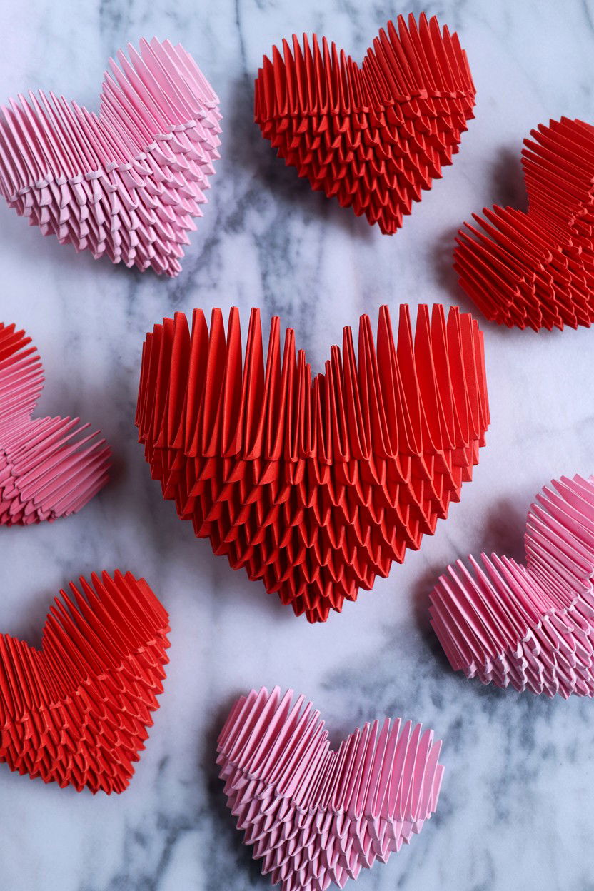 3D Origami Heart - 25 Valentine's Day Art Class Ideas